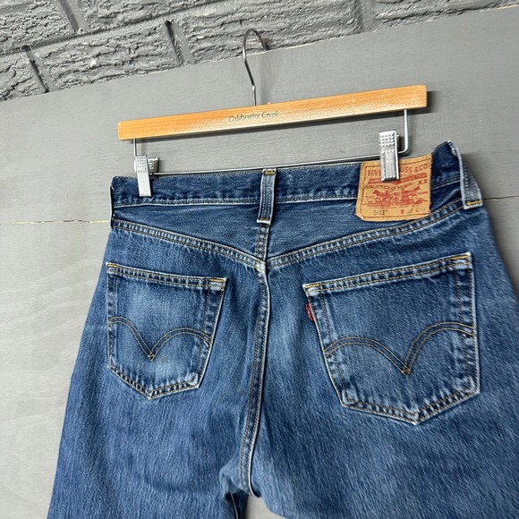 Levi's Other - Levis 501 Mens Straight Leg Button Fly Blue Denim Jeans W32 L36 Medium Wash